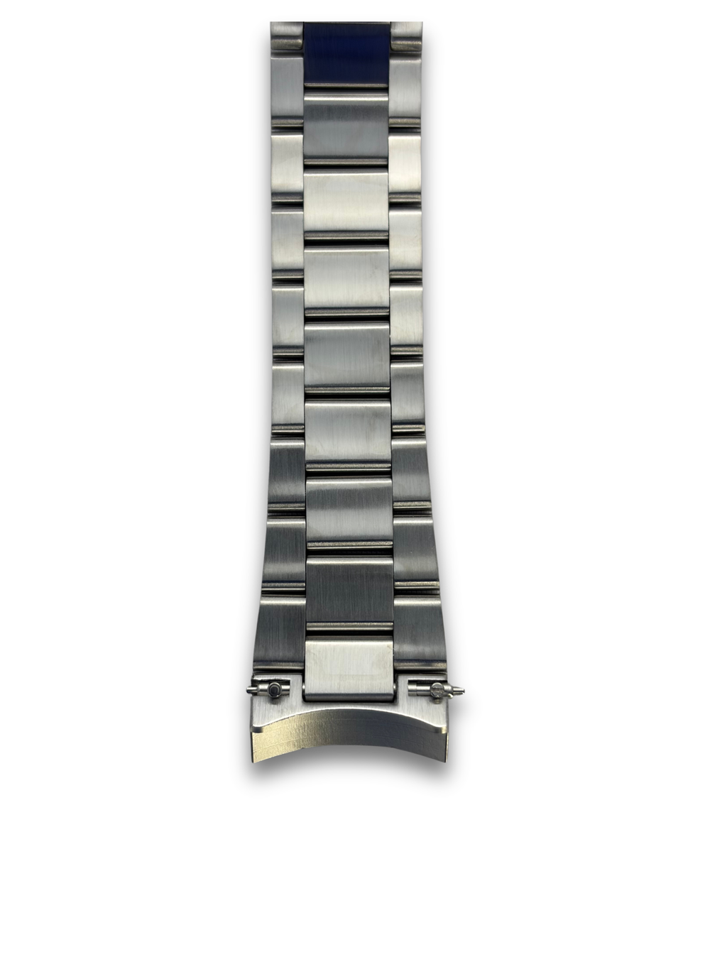 Metal watch bracelet with spring bar ends and clasp hardware